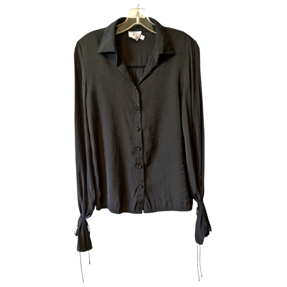 Princess Polly Women's Blouse Top Flared Sleeves Button Down Ruffle Ties 4 S